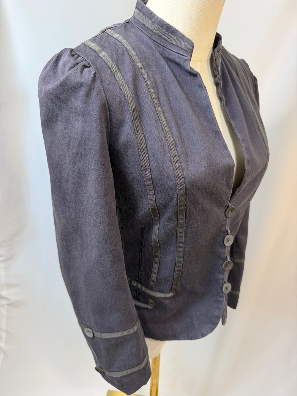 MARC JACOBS Womens Slate Dark blue/Gray Tailored Button-Front Jacket - Picture 2 of 9